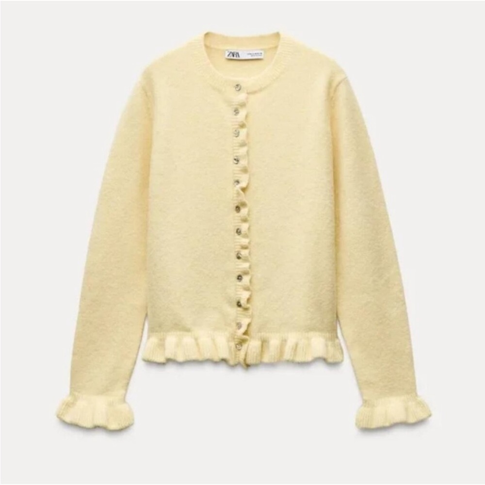 Zara ruffled knit sweater in butter